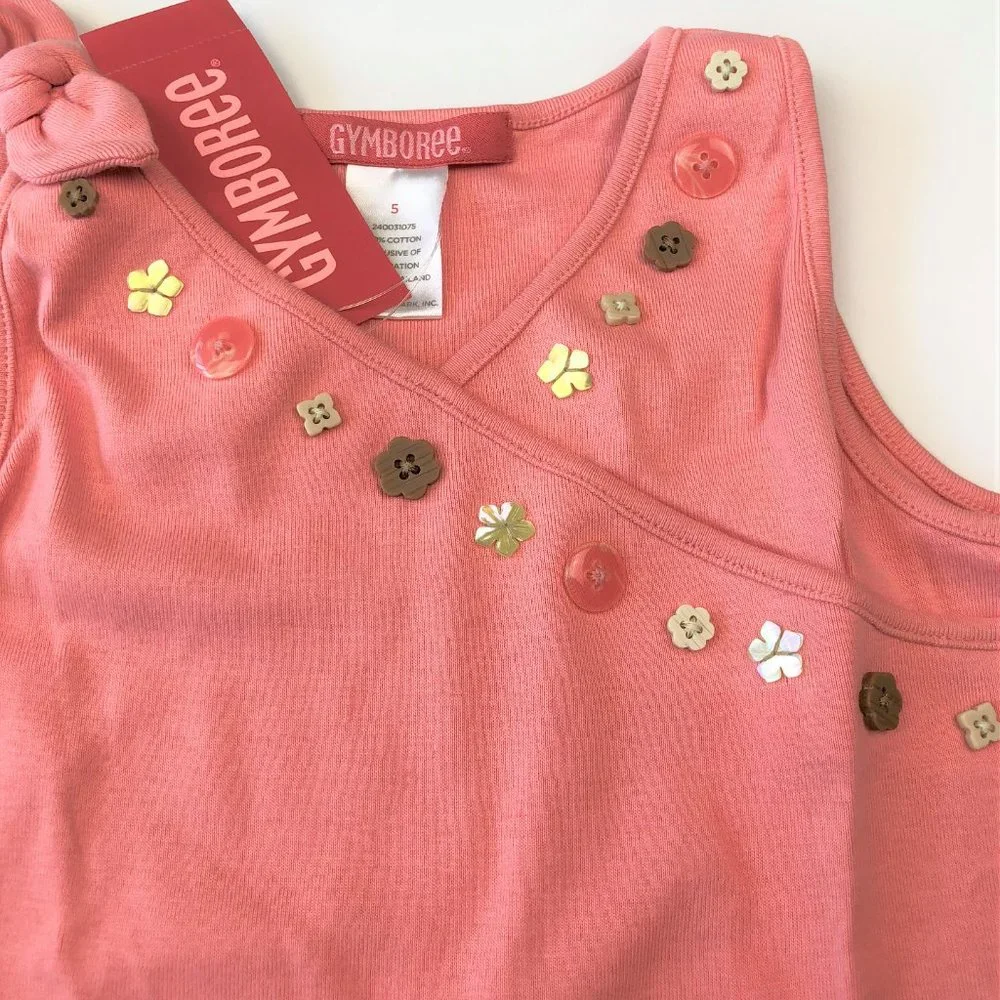 NWT Gymboree Girl Pieced Skort, Button Tank, Hair Clip & Flip-Flop 4 Pc Set 5
